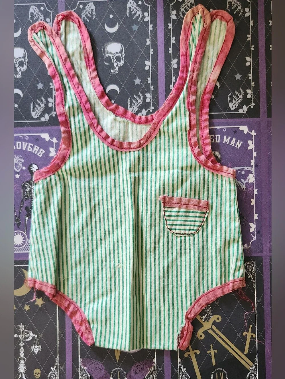 Baby Doll Fashion 020 VINTAGE STRIPED ROMPER w/Tie Straps fits 18 Inch Dolls